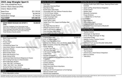 2023 Jeep Wrangler 2-Door Sport S 4x4