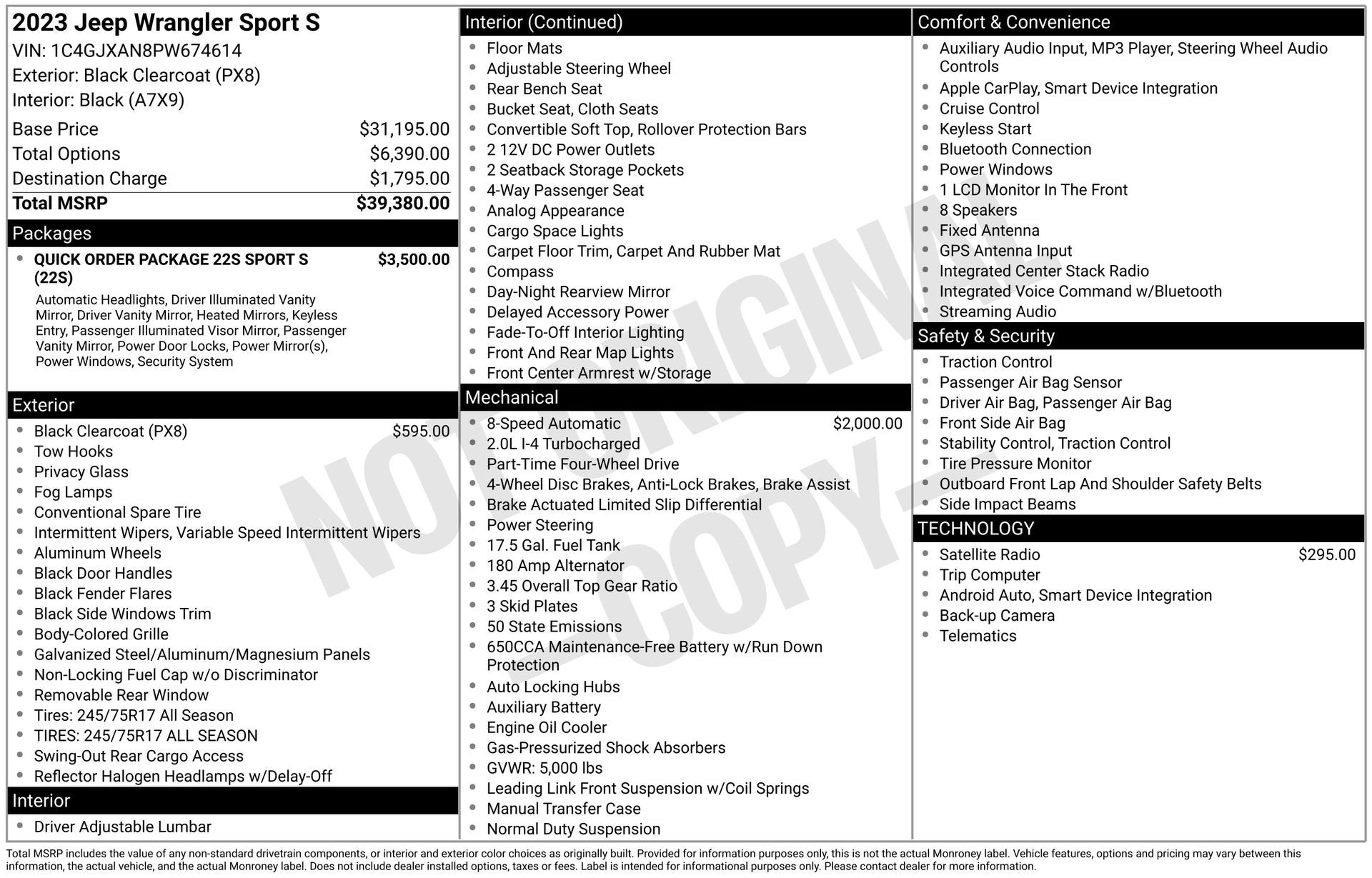 2023 Jeep Wrangler 2-Door Sport S 4x4