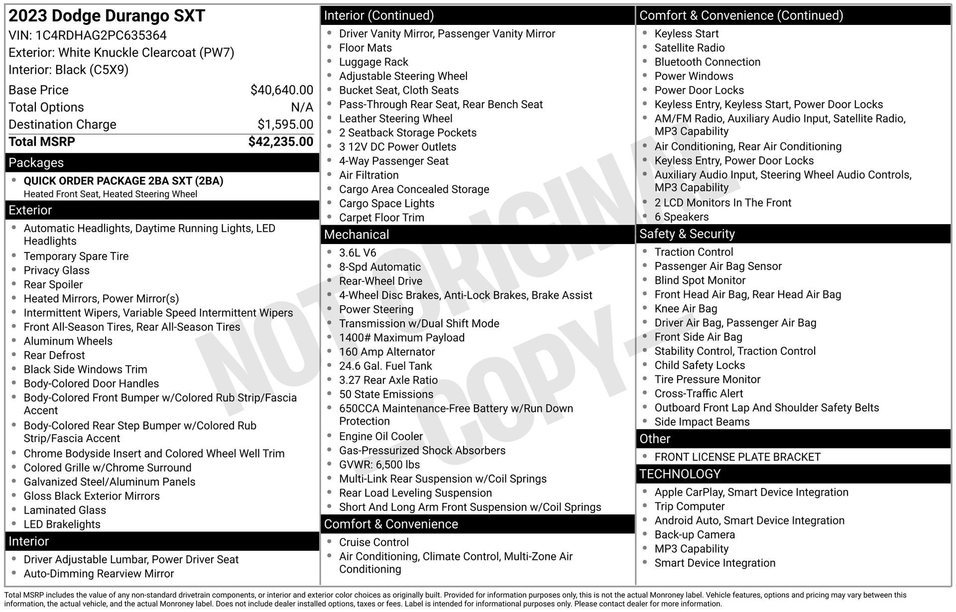 2023 Dodge Durango SXT RWD