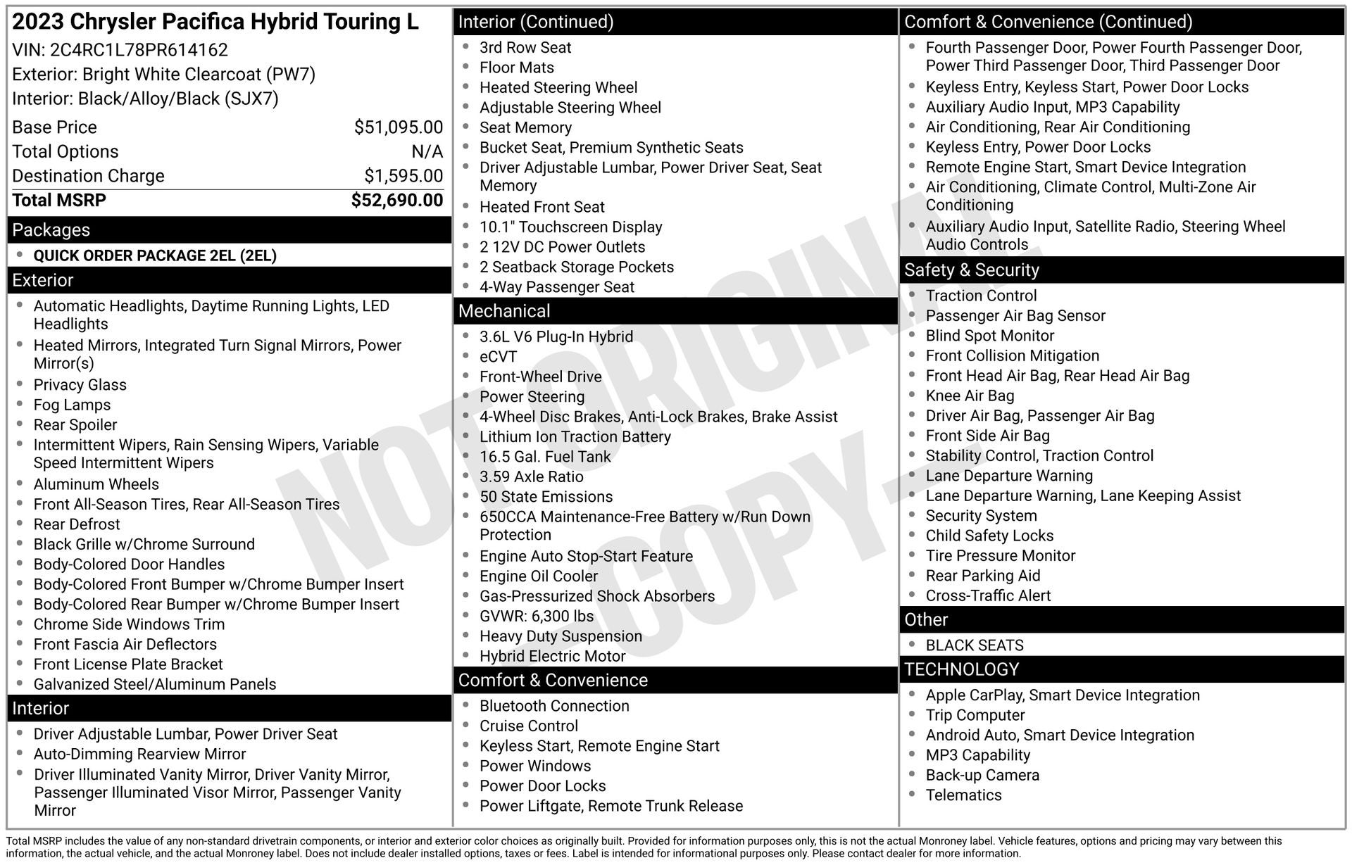 2023 Chrysler Pacifica Hybrid Touring L