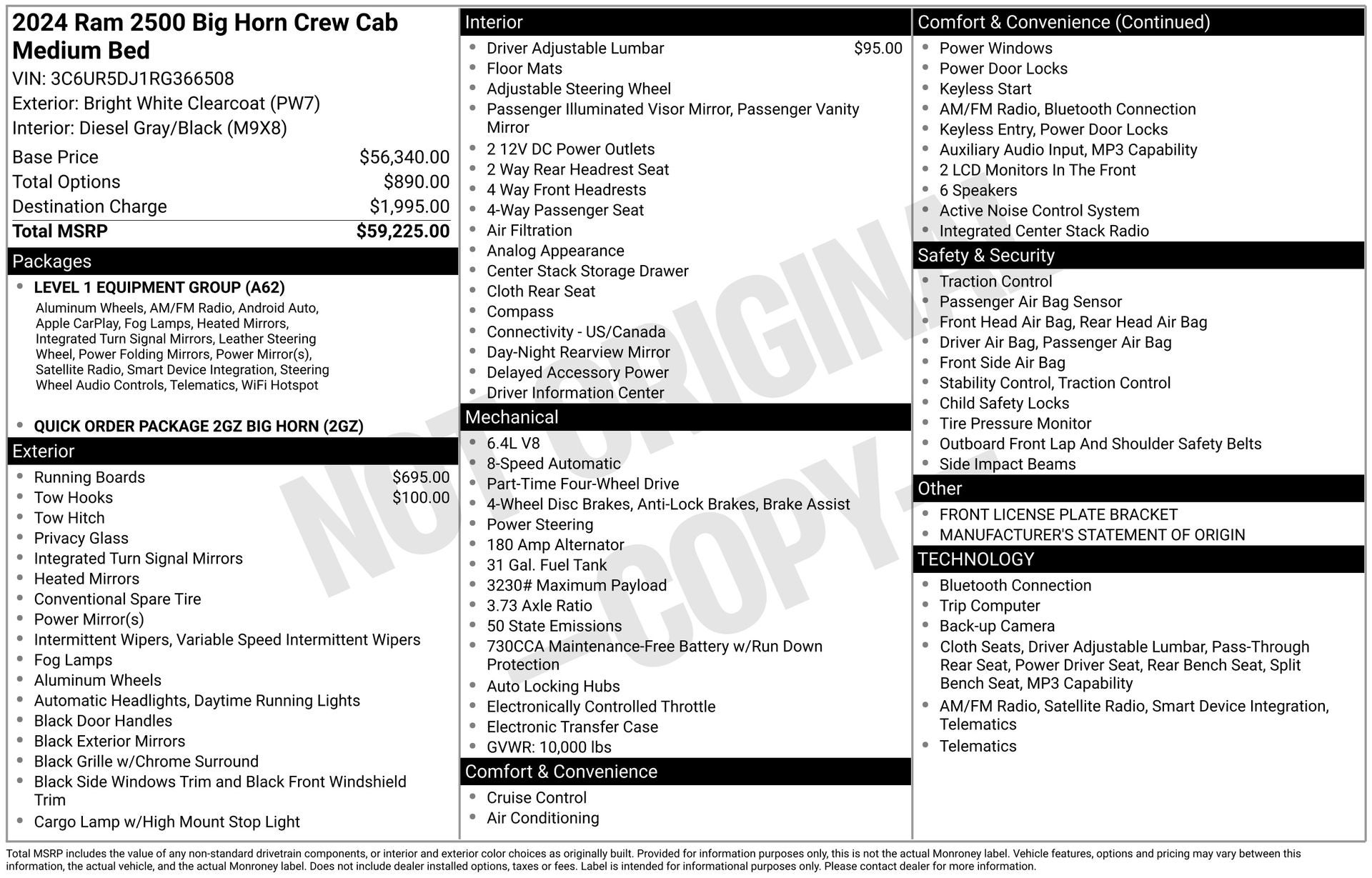 2024 RAM 2500 Big Horn Crew Cab 4x4 6'4' Box