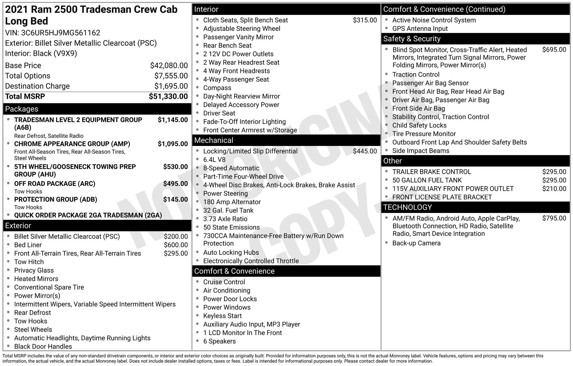 2021 RAM 2500 Tradesman Crew Cab 4x4 8' Box