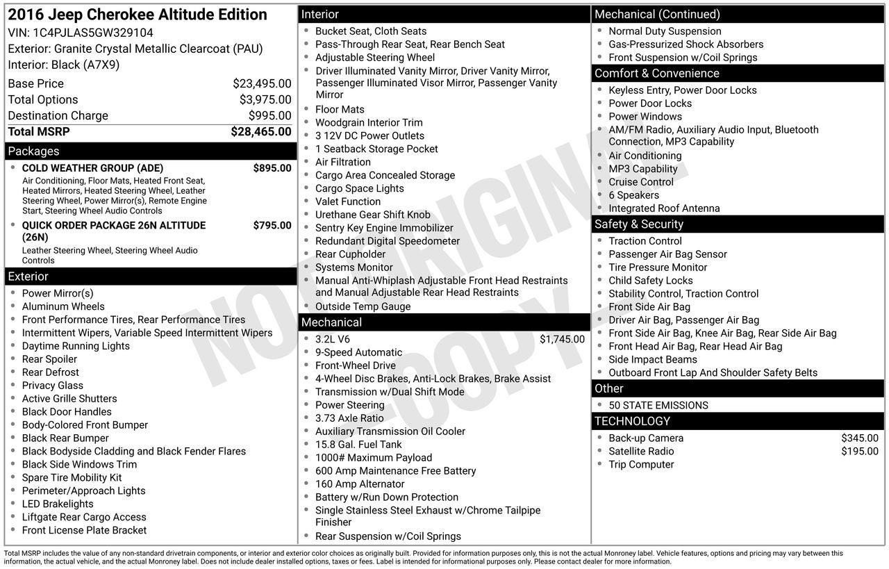 2016 Jeep Cherokee Altitude