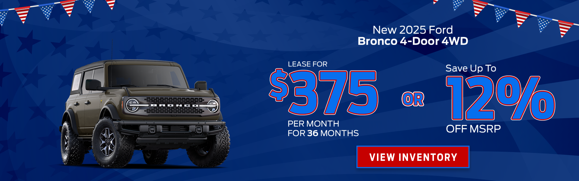 2025 Ford Bronco lease $375 per month in Fayetteville NC